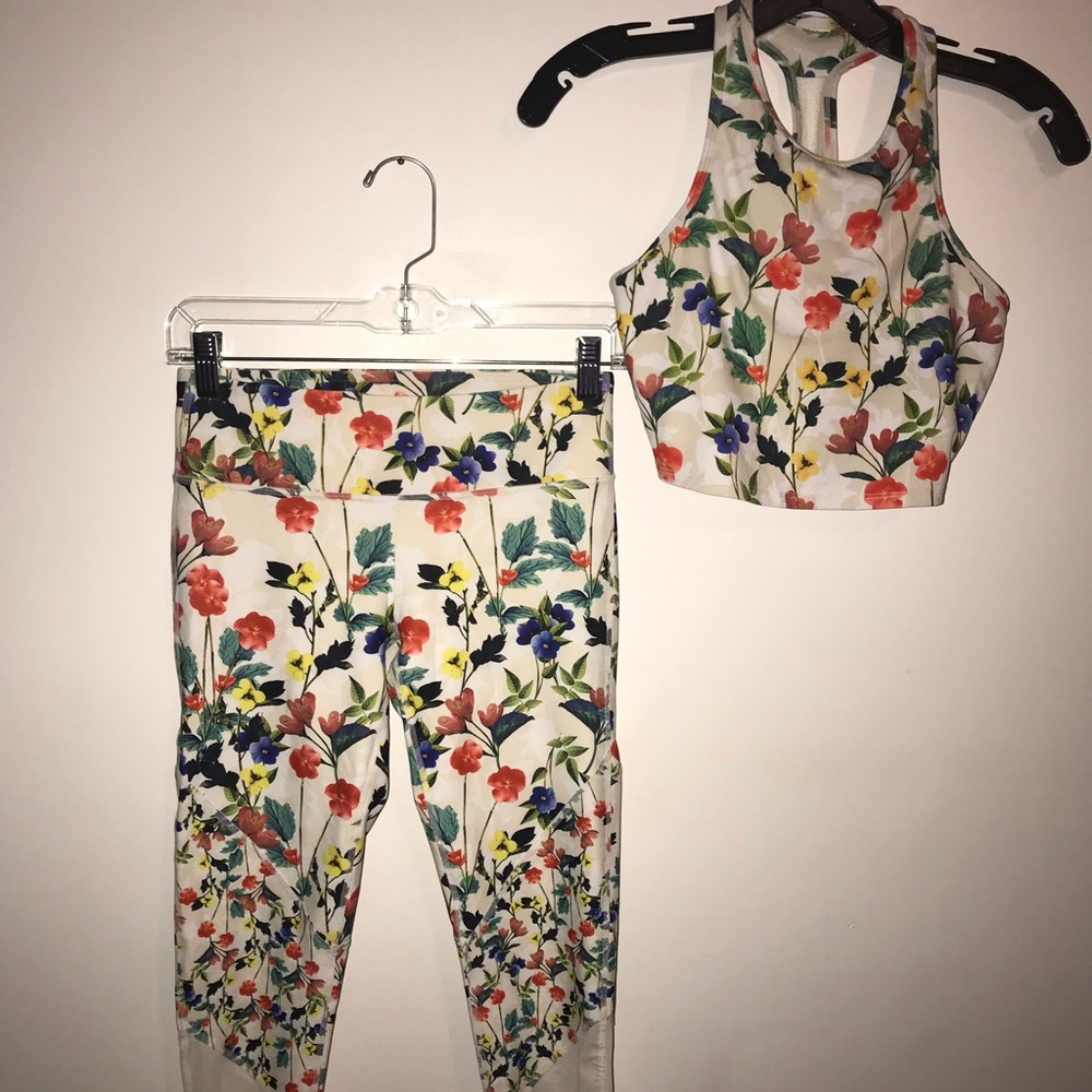 2 piece floral fabletics set size XS
